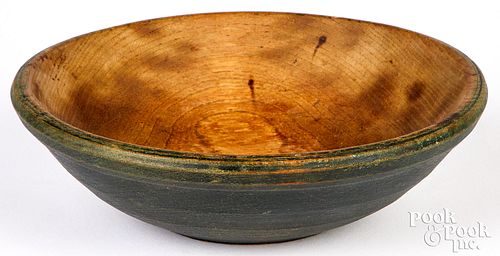 TURNED AND PAINTED BOWL, 19TH C.Turned