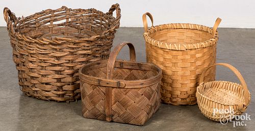 FOUR ASSORTED BASKETSFour assorted baskets,