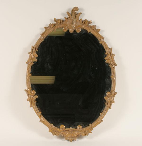 Ornate gilt gesso oval mirror  4e57d