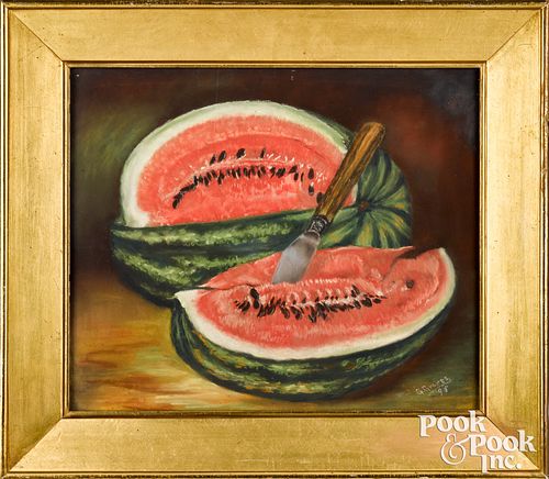 PASTEL STILL LIFE OF A WATERMELONPastel