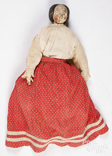 CARVED WOOD HEAD DOLL 19TH C Carved 30f72a