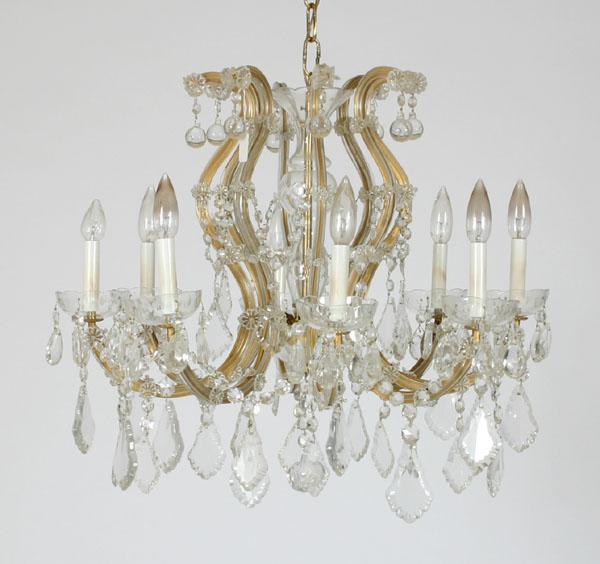 Hanging crystal 8-light chandelier.