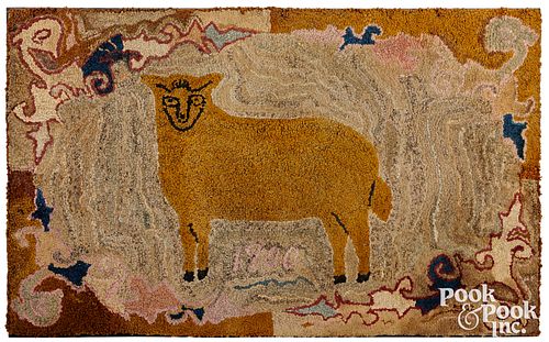 AMERICAN HOOKED RUG WITH SHEEP  30f73f
