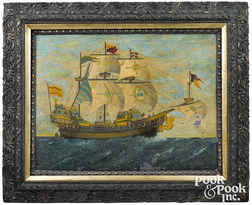 GALLEON SHIP PORTRAIT PAINTED ON