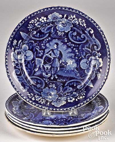 FIVE HISTORICAL BLUE STAFFORDSHIRE