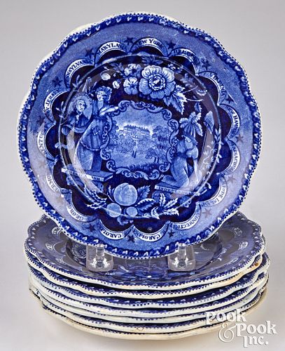 EIGHT HISTORICAL BLUE STAFFORDSHIRE