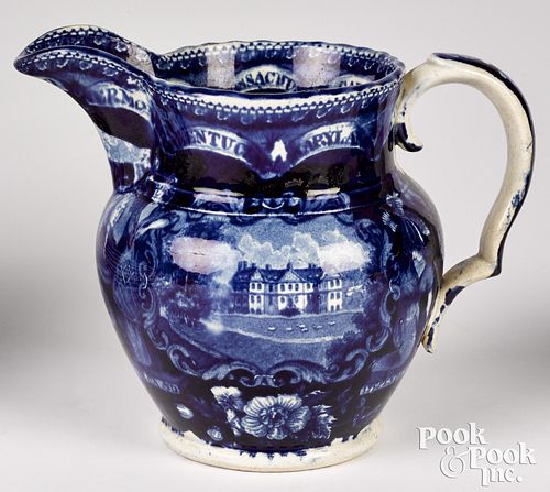 HISTORICAL BLUE STAFFORDSHIRE PITCHERHistorical