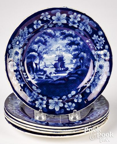 FIVE HISTORICAL BLUE STAFFORDSHIRE 30f76d