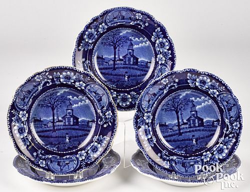 FIVE HISTORICAL BLUE STAFFORDSHIRE