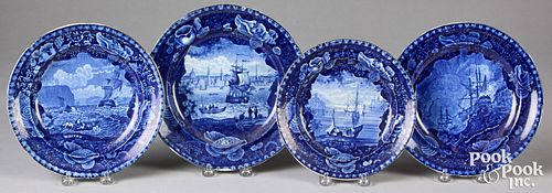 FOUR HISTORICAL BLUE STAFFORDSHIRE PLATESFour