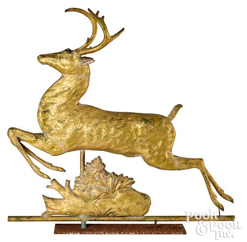 FULL-BODIED COPPER LEAPING STAG