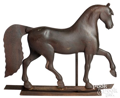 LARGE CAST IRON PRANCING HORSE