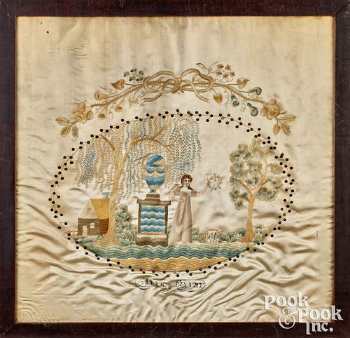 SILK EMBROIDERED PICTURE DATED 30f7e8