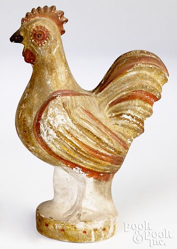 LARGE PENNSYLVANIA CHALKWARE ROOSTER,