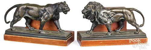 PAIR OF FRENCH BRONZE LION AND 30f85d