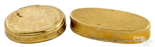 TWO DUTCH ENGRAVED SNUFF BOXES,