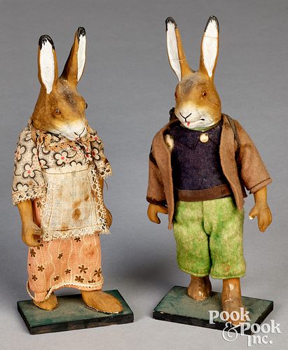 PAIR OF DRESSED RABBIT CANDY CONTAINERSPair 30f906