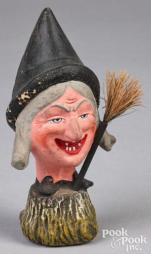 COMPOSITION WITCH HEAD WITH BROOM