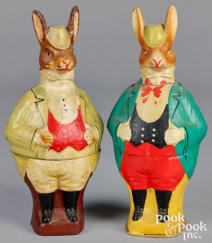 TWO DRESSED RABBIT CANDY CONTAINERSTwo 30f90a