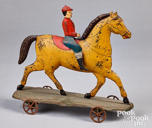 FALLOWS PAINTED TIN HORSE AND RIDER 30f926