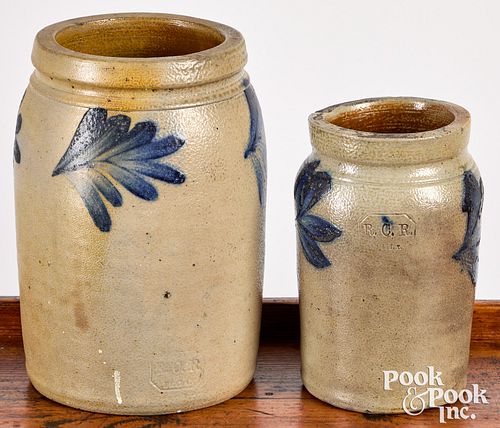 TWO PHILADELPHIA STONEWARE JARS,