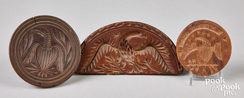 TWO EAGLE CARVED BUTTER PRINTS,