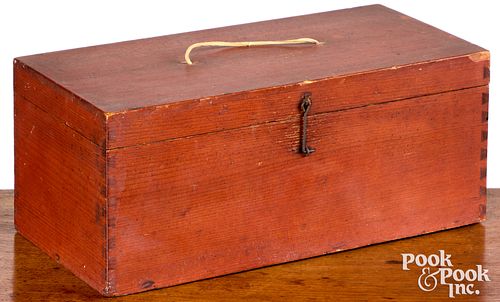 SHAKER RED STAINED VALUABLES BOX  30f9aa