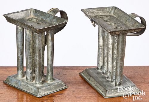 TWO TIN TAPERSTICK MOLDS, 19TH