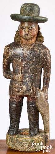 ENGLISH CARVED AND PAINTED FIGURE