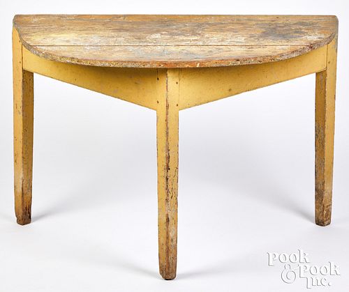 PAINTED PINE DEMILUNE TABLE, 19TH