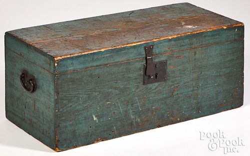 PAINTED PINE STORAGE BOX, 19TH