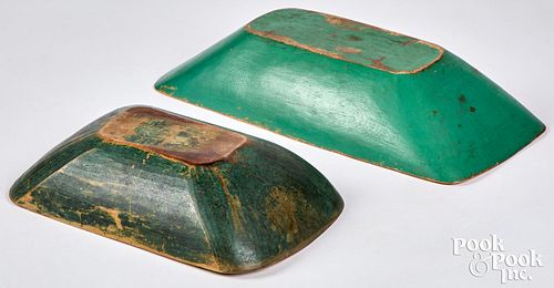 TWO PAINTED TRENCHERS, 19TH C.Two