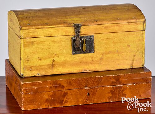 TWO PAINTED PINE BOXES 19TH C Two 30fa71