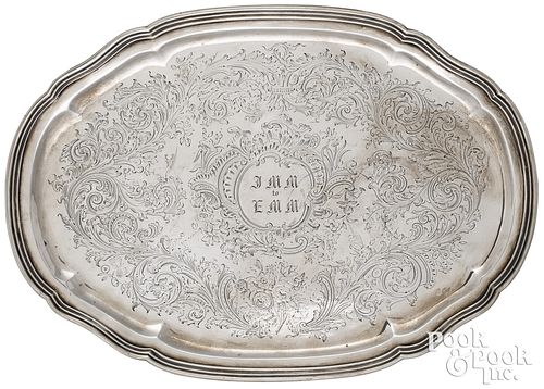 BOSTON COIN SILVER FOOTED PLATTER,