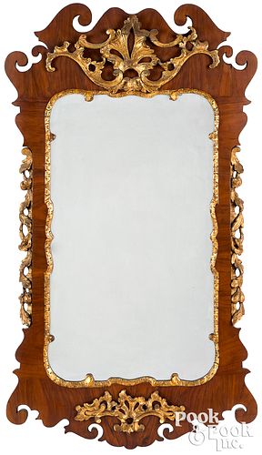 GEORGE III MAHOGANY LOOKING GLASS  30fae5