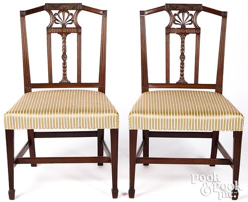 PAIR OF HEPPLEWHITE CARVED MAHOGANY