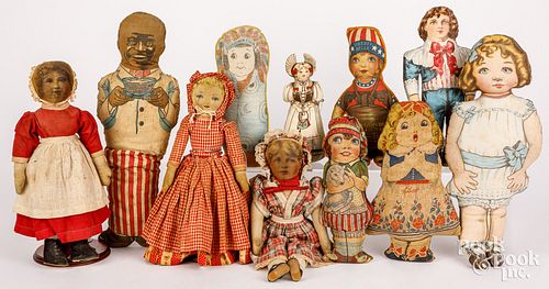 LARGE GROUP OF PRINTED CLOTH DOLLSLarge