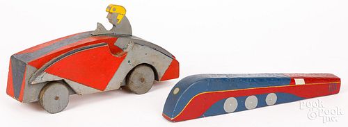 TWO STYLIZED WOOD TOYS, CIRCA 1930Two