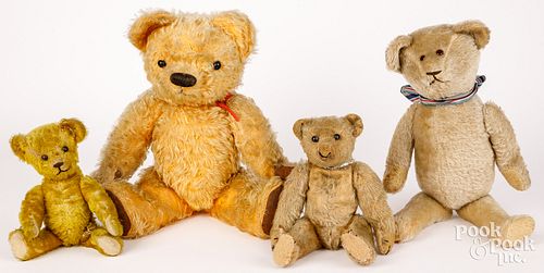 FOUR TEDDY BEARS EARLY TO MID 20TH 30d45f