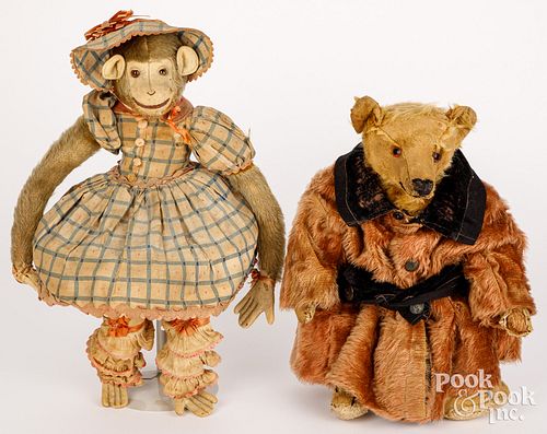 TWO EARLY MOHAIR DRESSED ANIMALSTwo 30d494