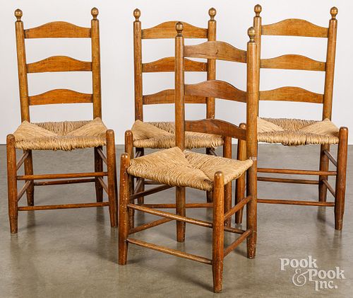 SET OF FOUR LADDERBACK SIDE CHAIRS  30d534