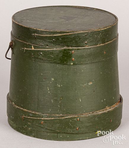 PAINTED PINE FIRKIN, 19TH C.Painted