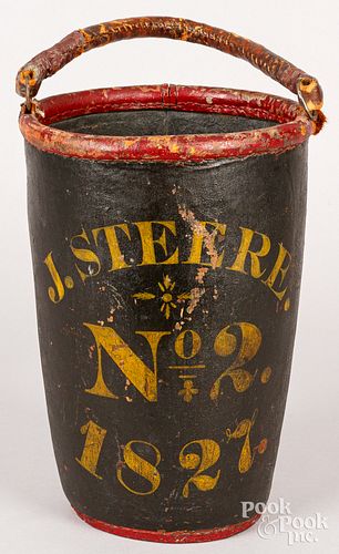 PAINTED LEATHER FIRE BUCKETPainted 30d55e