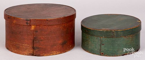 TWO PAINTED BENTWOOD BOXES, 19TH