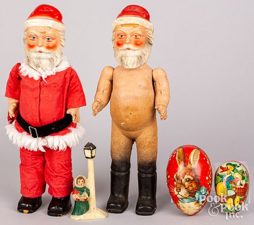 TWO COMPOSITION SANTA CLAUS FIGURES  30d5bc