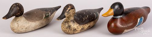 THREE CARVED AND PAINTED DUCK DECOYS  30d5bf