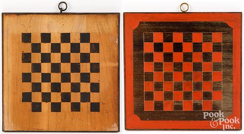 TWO CONTEMPORARY PAINTED GAMEBOARDSTwo