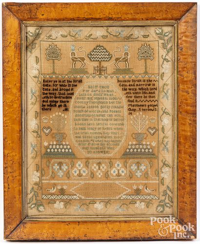 ENGLISH SILK ON LINEN SAMPLER,