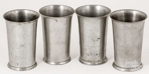 TWO NEW YORK PEWTER BEAKERS, 19TH