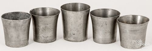 FIVE PEWTER BEAKERS 19TH C Five 30d5e0